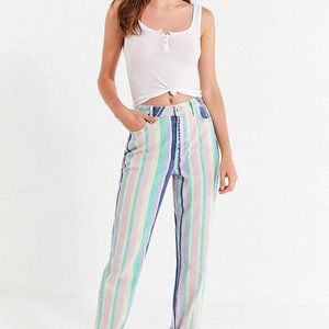 Urban Outfitters Pastel Multi-Striped High-Rise Jeans